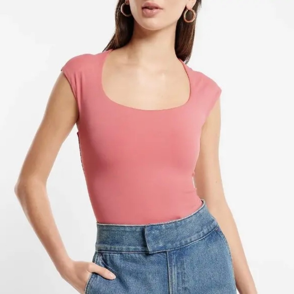 Express Bodycon Cap Sleeve Scoop Neck Bodysuit XL NWT